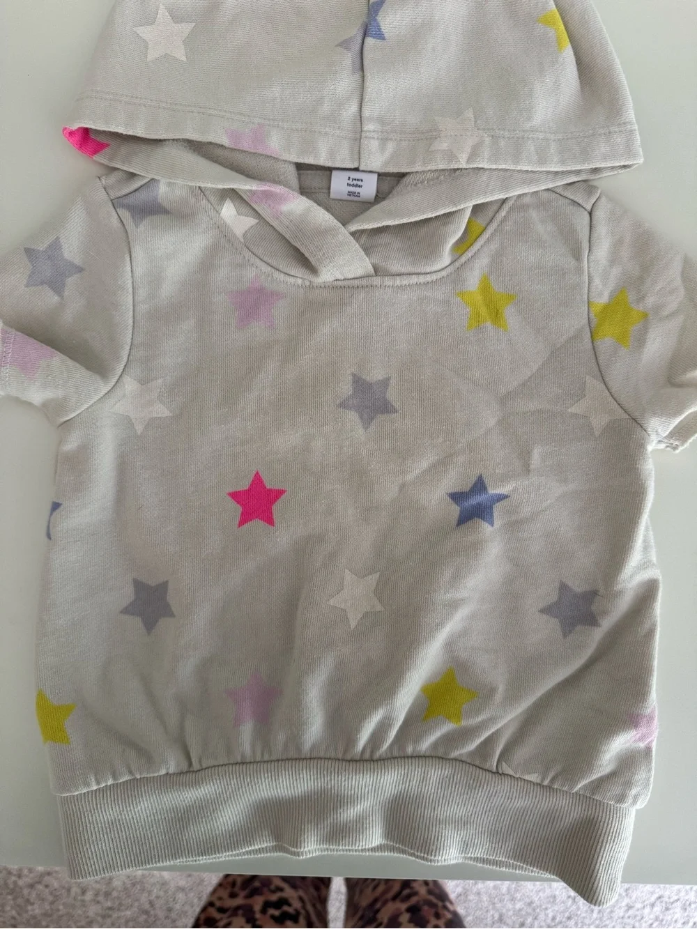 GAP Light Gray Hoodie with Multicolor Star Print